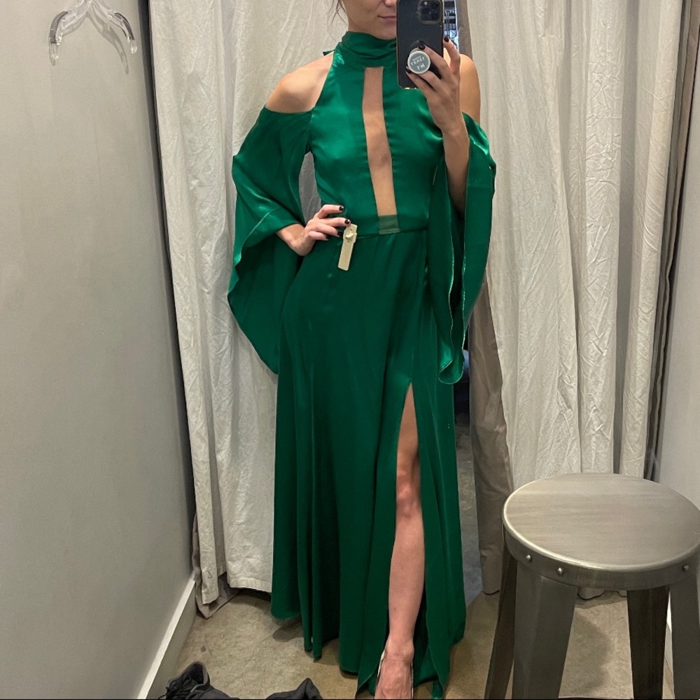 Emerald Green Silk Gown Space Style concept couture size 4